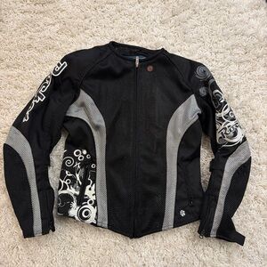 Joe Rocket Black and Gray Mesh Motorcycle Jacket with Graphic Accents